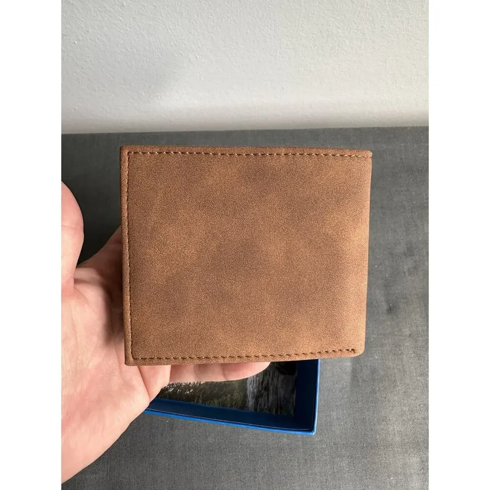 Columbia Men’s Bi-Fold Wallet Brown Coated Leather NEW
